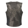 Ladies Snap Front Vest w/ Phoenix Studding & Embroidery - HighwayLeather