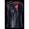 Ladies Snap Front Vest w/ Phoenix Studding & Embroidery - HighwayLeather