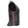 Ladies Lightweight Snap Front Vest w/ Crinkle Detailing - HighwayLeather