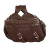 Large Antique Brown Zip-Off PVC Throw Over Riveted Saddle Bag (16X11X6X22) - HighwayLeather