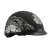 MPH DOT Helmet w/ Drop Sun Visor Sugar Skull & Rose Matt Black - HighwayLeather