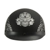 MPH DOT Helmet w/ Drop Sun Visor Sugar Skull & Rose Matt Black - HighwayLeather