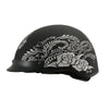 MPH DOT Helmet w/ Drop Sun Visor Sugar Skull & Rose Matt Black - HighwayLeather