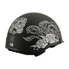 MPH DOT Helmet w/ Drop Sun Visor Sugar Skull & Rose Matt Black - HighwayLeather