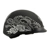 MPH DOT Helmet w/ Drop Sun Visor Sugar Skull & Rose Matt Black - HighwayLeather