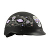 MPH DOT Helmet w/ Drop Sun Visor Sugar Skull Graphic Shiny Black - HighwayLeather