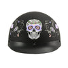 MPH DOT Helmet w/ Drop Sun Visor Sugar Skull Graphic Shiny Black - HighwayLeather