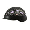 MPH DOT Helmet w/ Drop Sun Visor Sugar Skull Graphic Shiny Black - HighwayLeather