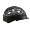 MPH DOT Helmet w/ Drop Sun Visor Sugar Skull Graphic Shiny Black - HighwayLeather