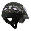 MPH DOT Helmet w/ Drop Sun Visor Sugar Skull Graphic Shiny Black - HighwayLeather