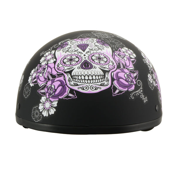 female skull motorcycle helmet Hot Leathers HLD1048 Live, Love Ride Gloss Pink DOT Approved Cap Half Biker %20Many%20More%20Colors%20And%20Designs%20Available%20Such%20As%20Soft%20Touch%20Dull%20Black%2C%20Hi Pink Female Motorcycle Helmets Ladies