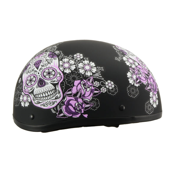 dot womens motorcycle helmets MPH DOT Ladies Helmet w/ Sugar Skull Design Matte Black– HighwayLeather