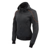 Women Soft Shell Armored Racing Style Jacket with Detachable Hood - HighwayLeather