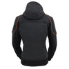 Women Soft Shell Armored Racing Style Jacket with Detachable Hood - HighwayLeather