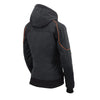Women Soft Shell Armored Racing Style Jacket with Detachable Hood - HighwayLeather