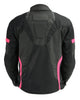 Women Black & Fuchsia Mesh Racer Jacket w/ Reflective Piping - HighwayLeather