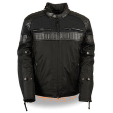 Men's Textile Scooter Jacket w/ Leather Trim and Snap Collar - HighwayLeather