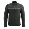 Men Micro Fleece Zipper Front Jacket w/ Reflective Stripes - HighwayLeather