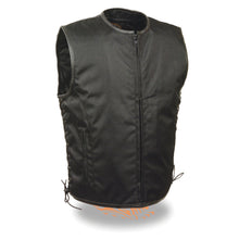 Men's Textile Zipper Front Side Lace Vest - HighwayLeather