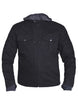 Men's Denim Motorcycle Jacket with Removable Hoodie