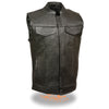 Men's Open Neck Club Vest w/ Hidden Snaps - HighwayLeather