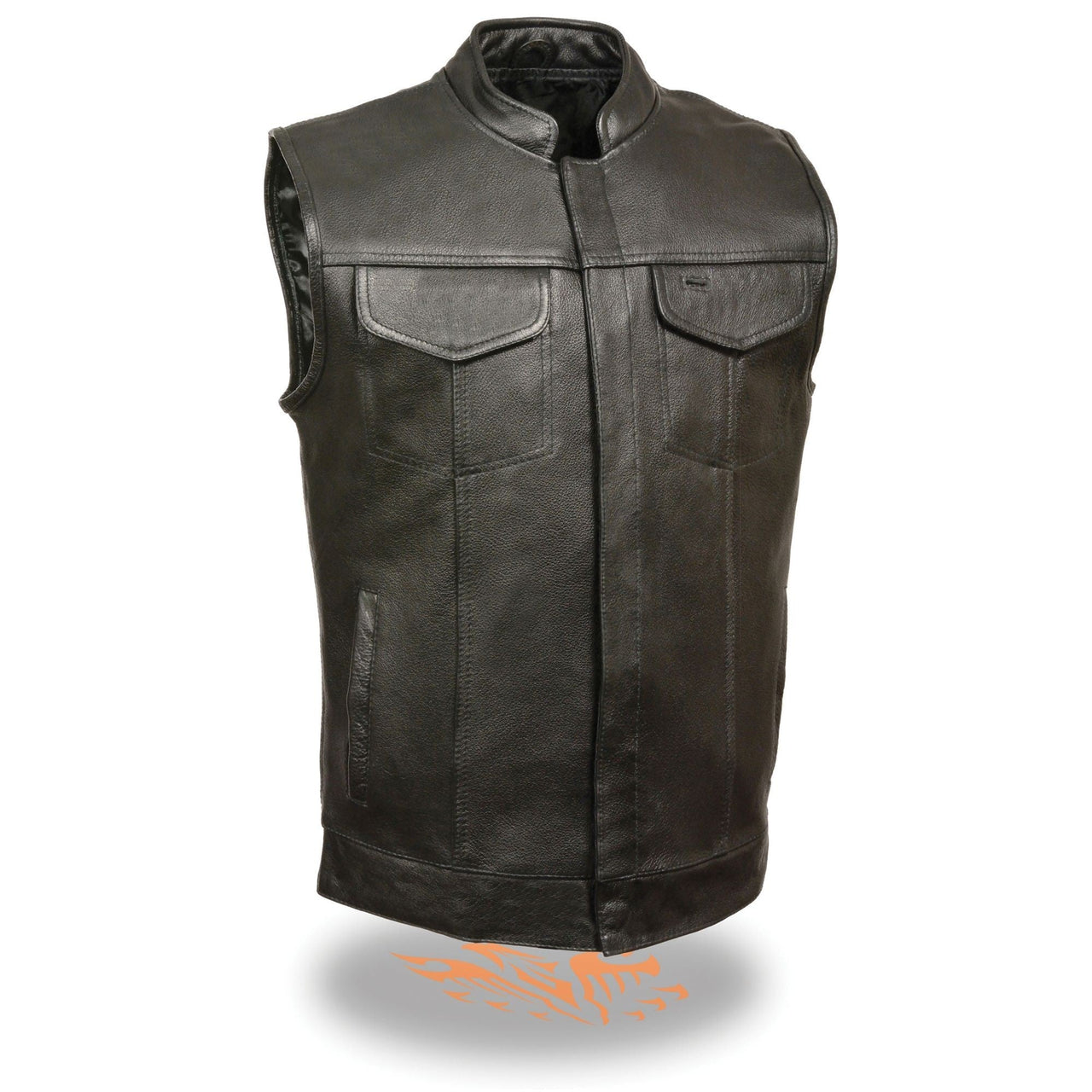 Men's Open Neck Club Vest w/ Hidden Snaps - HighwayLeather