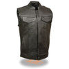 Men's Open Neck Club Vest w/ Hidden Snaps - HighwayLeather