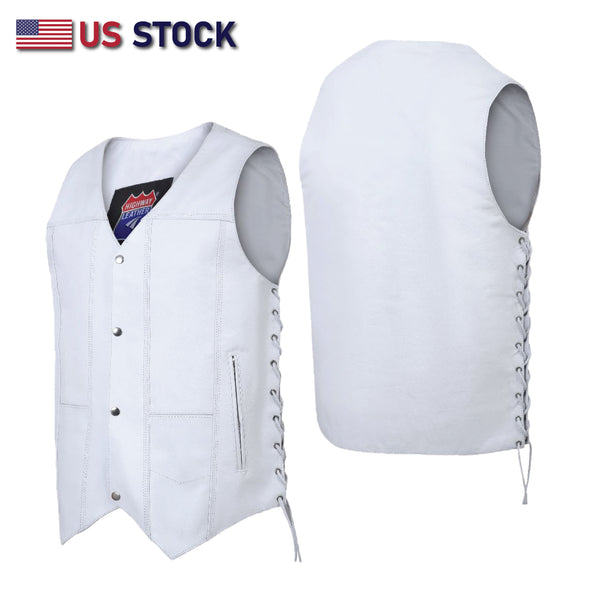 HL3540WHITE Men's Genuine White Leather 10 Pockets HL3540WHITE Men's Genuine White Leather 10 Pockets
