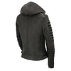 Women Zipper Front Scuba Jacket w/ Detachable Zip Off Hood - HighwayLeather