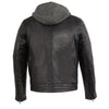 Men's Zipper Front Leather Jacket w/ Removable Hood - HighwayLeather