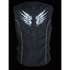 Ladies Textile Snap Front Vest w/ Wing Embroidery - HighwayLeather