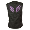 Ladies Textile Snap Front Vest w/ Wing Embroidery - HighwayLeather