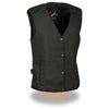 Ladies Textile Snap Front Vest w/ Wing Embroidery - HighwayLeather