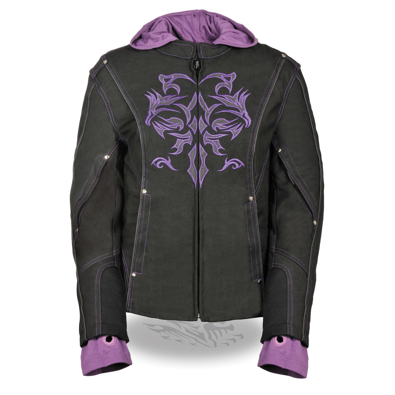 Ladies 3/4 Jacket w/ Reflective Tribal Detail - HighwayLeather