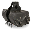 Large Zip-Off PVC Studded Throw Over Saddle Bag (15X12X7X22) - HighwayLeather