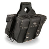 Large Zip-Off PVC Slanted Throw Over Studded Saddle Bag (15X12X5X22) - HighwayLeather