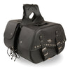 Zip-Off Two Buckle Extended Lid Studded PVC Throw Over Saddle Bag (19X12X7X20) - HighwayLeather