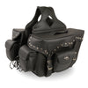 Double Front Pocket Studded PVC Throw Over Saddle Bag w/ Reflective Piping - HighwayLeather