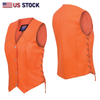 Orange Leather - Women motorcycle Vest Biker Club Concealed Carry 14501ORANGE - HighwayLeather