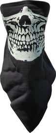 80304 Face Mask Black Cotton Skull Bandana Biker Facemask Triangle Headband Neck Ride Scarf - HighwayLeather