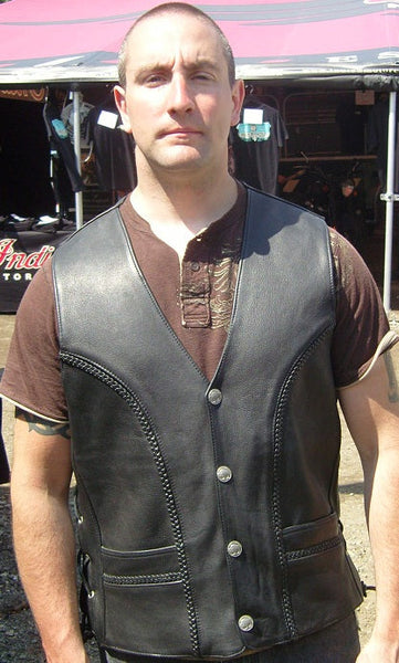 Buffalo head nickel braided motorcycle vest– HighwayLeather