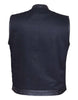 Men's Matt Black Denim Vest with Leather Trim - HighwayLeather