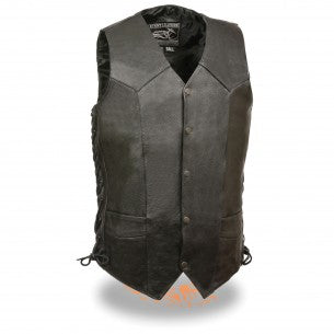 Men's Classic Side Lace Biker Vest - Tall - HighwayLeather