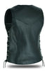 Women’s Basic Motorcycle Side Lace Leather Vest Zipper Pockets - HighwayLeather