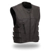 Men's Updated SWAT Team Style Leather Vest Unique Styling Hidden Front Zipper - HighwayLeather