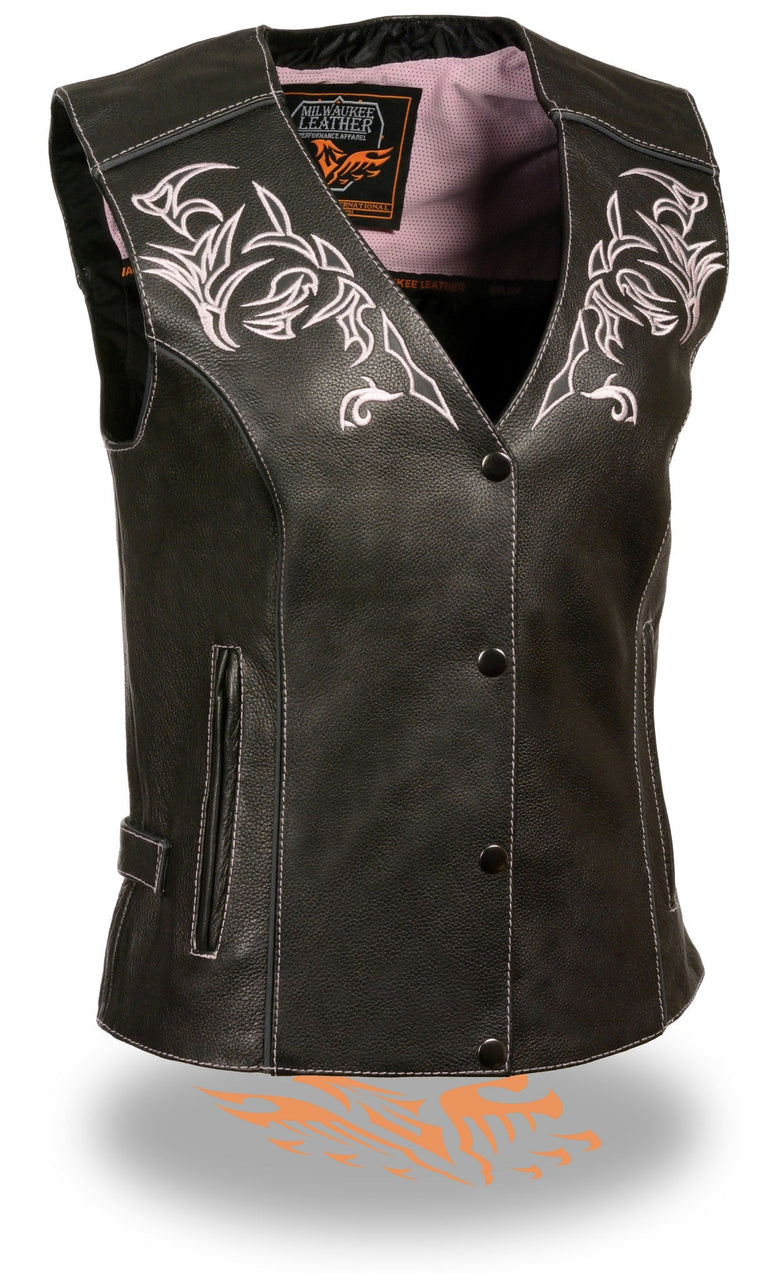 Pink reflective tribal eagle women vest - HighwayLeather