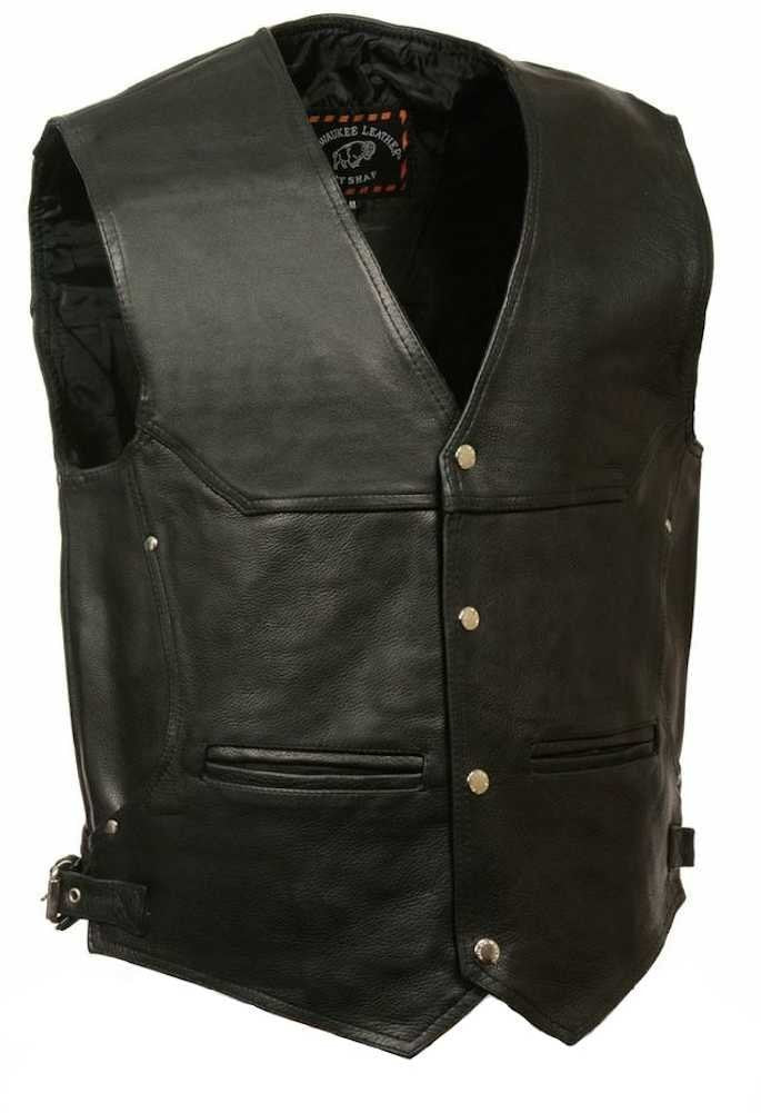 Men's Deep Pocket Vest w/ Side Buckle - HighwayLeather