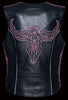Ladies Vest with Purple Embroidery on back - HighwayLeather