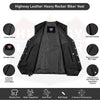 Mens Genuine Leather 10 Pockets Motorcycle Biker Vest ANARCHY Black SOA #3540BLK - HighwayLeather