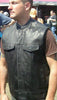 Anarchist Biker Club Leather vest with Gun pockets one piece back for patches - HighwayLeather